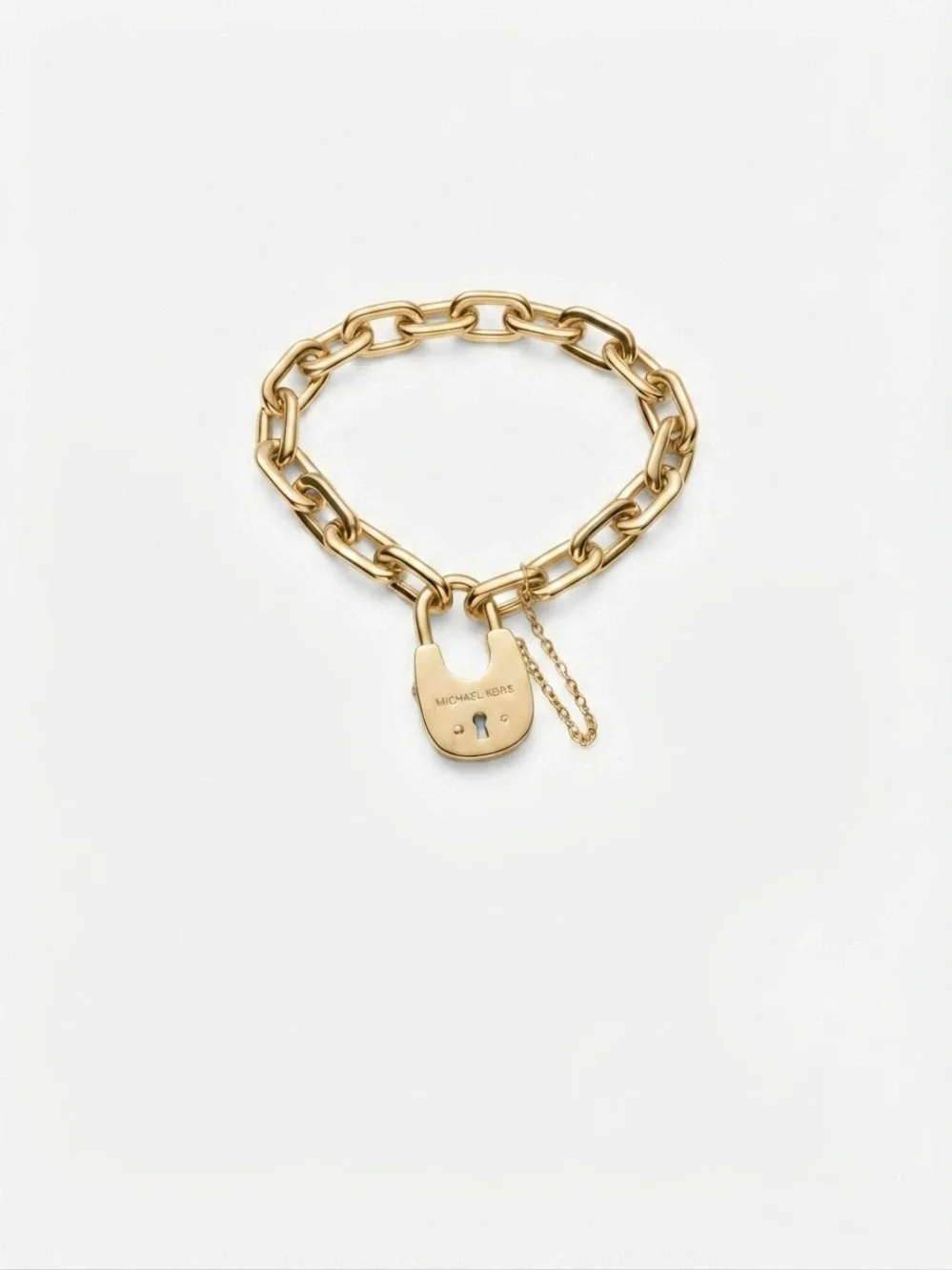 Michael Kors Gold Padlock Link Bracelet with Chain Accent - Gold